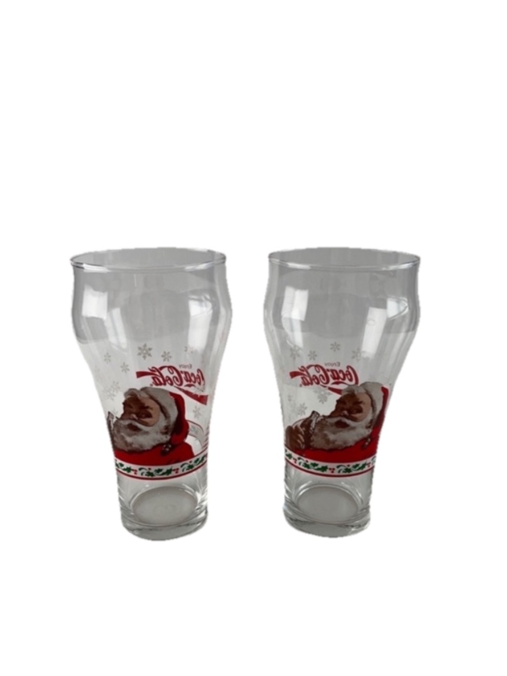 Vintage 16 oz Coca-Cola Christmas Drinking Glasses Set of 2